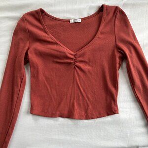 orange scrunch shirt